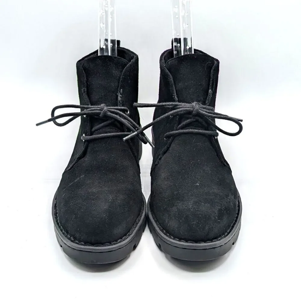 Born Men's Chukka Ankle Boots Black Suede Leather Round Toe Lace Up Size 9.5M